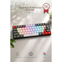 Oyuncu Klavyesi Rgb Işıklı Mekanik Şarjlı Kablosuz Blue Switch Q Klavye Tk11 Beyaz
