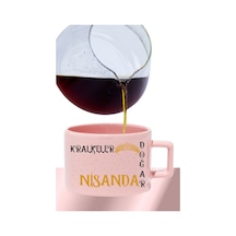 Kraliçeler Bu Ayda Doğar-taç Baskılı Eş Anne Arkadaş Hediyelik Dikdörtgen Kulplu Pastel Pembe Fincan Pembe-04