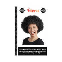 Siyah Renk Kıvırcık Afro Bonus Peruk Parti Peruğu Kostüm Tamamlayıcısı Kutlama Detayı Stil Öğesi
