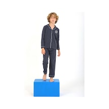 Vitmo Erkek Çocuk Uzun Kollu Pijama Takımı Düğmeli Düz Vip Antrasit Antrasit