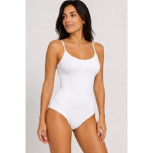 Yıldız Premium Seri Kadın Pamuklu Likralı Ekstra Esnek Nefes Alan Kumaş Kancalı Beyaz Body/atlet