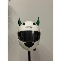 Motor & Motosiklet Yeşil Simli Şeytan Boynuzu Kask Dış Aksesuar Diğer