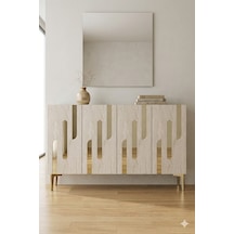 Ka1229btg Ece Konsol Ve Tv Sehpası Beyaz-traverten-gold 120cm