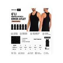 Yıldız Çamaşır Erkek Ribana Sporcu %100 Pamuk Atlet 15-17-19 - 6 Adet Siyah