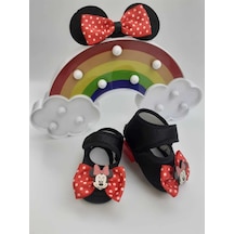 Minnie Mouse Bebek Patik Ve Bandana Seti Siyah