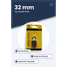 Şifreli Kilit 32 Mm Üç Haneli Kombinasyonlu Asma Dolap Valiz Baga