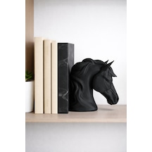 Modern At Başı Kitap Tutucu Dekoratif Kitap Desteği Siyah Minimal Tasarım Siyah
