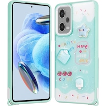 Xiaomi Redmi Note 12 Pro Plus 5g Kılıf Parlayan Sıvılı Simli Kabartma Figürlü Zore Cevze Kapak
