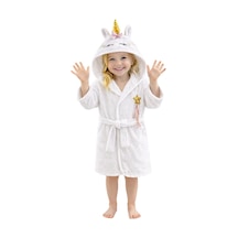 Çocuk Bornozu Kapşonlu-hayvan Figürlü-kız Bebek Bornoz-çocuk-beyaz Unicorn- 9-10 Yaş Sku: Zeusstk67f9c3f285 7/8 Yaş