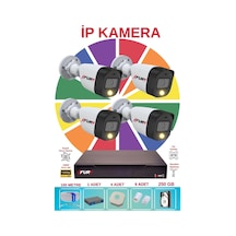 Fury 4 Lü Ip Güvenlik Kamera Seti Sesli 4mp Gece Renkli Su Geçirmez 5515s 250gb