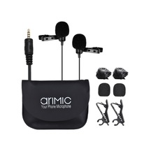 Reedark Çift Başlı Lavalier Yaka Klipsli Çok Yönlü Kondansatör Mikrofon Mikrofon Kablosu Uzunluğu 4.9ft Akıllı Telefon Dslr Kamera İçin