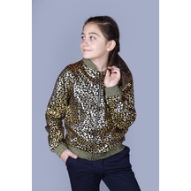 Toontoy Kız Çocuk Leopar Desenli Parlak Hırka Sarı