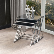 Royal Metal Ayak Aynalı Gümüş Zigon Sehpa