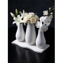 4'lü Şık Dekoratif Vazo Set Vazolar 13cmx15cmx13cm - Tepsi 24cm Ev Dekorasyonu - Dekor - Hediyelik