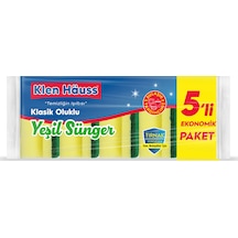 Klen Hauss Klasik Yeşil Oluklu Sünger 5'li 2 Adet