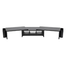 Siyah Çift Monitör Yükseltici Stand Çekmeceli Masaüstü Organizer 9216