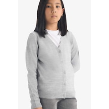 Defacto Kız Çocuk V Yaka Düğmeli Okul Hırkası E7708a825augr28 Gri