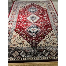 Asaryün Halı Ipek H4320 Bordo İpeksi Geleneksel Renkli Göbekli Klasik Desen Salon Halısı Modern Renkli