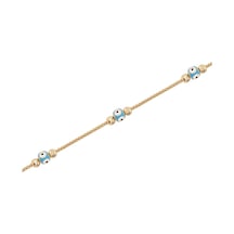 Diamond Line - Gülaylar - Sarı Altın 14 Ayar Nazar Boncuğu Bilekl Standart N11.21794 Sarı Altın