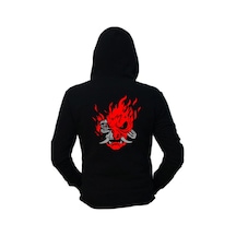 Startmore Samurai Cyberpunk Sırt Baskılı Siyah Hoodie 2077 Siyah
