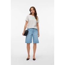 Vero Moda Kadın Vmsımone Kısa Kollu Pamuk T-shirt 10328170 Beyaz Beyaz