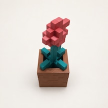 Piksel Gelincik Biblo - 3d Baskı, Minecraft Esintili Kırmızı