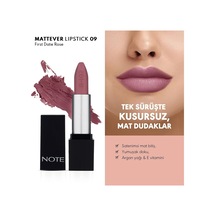 Cosmetics Mattever Lipstick 09 First Date Rose Yarı Mat Saten Bitişli Ruj, Pembe Nude Çok Renkli