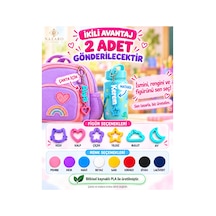 2 Adet İsme Özel Kişiye Özel İsimli Figürlü Ahahtarlık Çanta Matara Aksesuarı Pembe - 926040619 Pembe