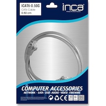 Ontech - Inca Icat6-0,50g 0,50mt 24awg Cat6 Utp Patch Kablo Gri