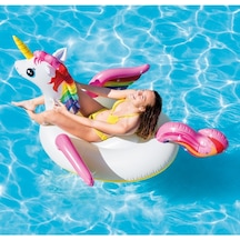 İntex Unicorn Tek Boynuzlu At Şişme Binici Unicorn At Binici Bot 201 x 140 x 97 CM Çok Renkli