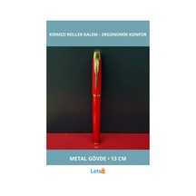 Metal Kırmızı Roller Kalem Şık Ergonomik Tasarım 13 Cm Çok Renkli