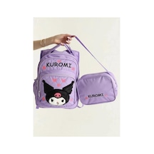 Kuromi Peluş Kız Okul Çantası Beslenme Suluk Seti Mor