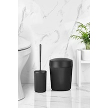 Banyo Çöp Kovası Ve Tuvalet Fırçası Seti 087 Siyah