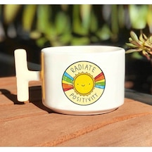 Radiate Positivity Baskılı Beyaz T Kulp Kupa Bardak