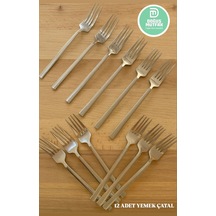 Yemek Çatal 12 Li 2 Ml Paslanmaz Çelik Çubuk Model Gri