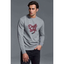 Riverdale Death Wish Baskılı Gri Melanj Erkek Örme Sweatshirt