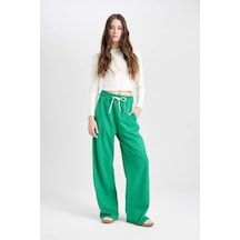 Defacto Coool Wide Leg Eşofman Altı Geniş Paça Beli Lastikli Bağcıklı Şeritli D4764AX24AUGN48 Yeşil