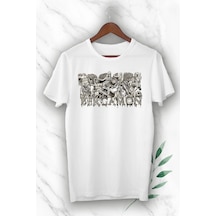 Unısex Beyaz Mitoloji Antik Kent Bergamon Baskılı T-shirt Beyaz