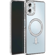 Samsung Uyumlu Galaxy A06 Joke Simli Magneticsafe Kılıf Gümüş\