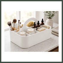 Bezos 3d Baskı Çok Bölmeli Taşınabilir Banyo Ve Makyaj Organizeri - Saplı Masaüstü Düzenleyici-beyaz Nhr