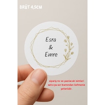 48 Adet Yuvarlak Kişiye Özel Sticker - Paketleme Sticker - Kına Hediyesi - Nişan Hediyesi 1.hamur Beyaz