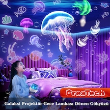 Galaksi Projektör Gece Lambası Dönen Gökyüzü Çocuklar, Doğum Günü, Sevgiliye Hediye 6 Projeksiyon Beyaz