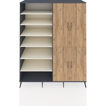 Kronos Gardrop 8 Raflı 4 Kapaklı 2 Askılı 176x59x221 Antrasit-çam/aytaşı Çam/aytaşı