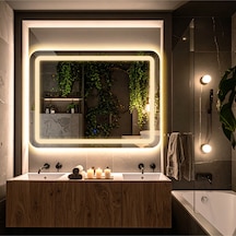 Quadra Günışığı Kumlamalı Lavabo & Banyo Aynası Dokunmatik Sensörlü 80 X 60