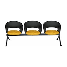 Uzayofismobilyaları Uzay Ofis Bella Üçlü Bekleme Koltuğu - Siyah-Sarı -