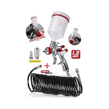 Premium Ayarlanabilir Üstten Depolu Profesyonel 600 Cc Boya Sprey Tabancası Hortum Set 7 Metre-8x5mm