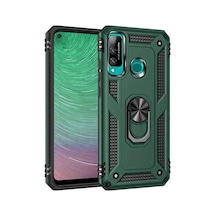 Huawei P40 Lite Uyumlu E Kılıf Sofya Yüzüklü Silikon Kapak - Yeşil