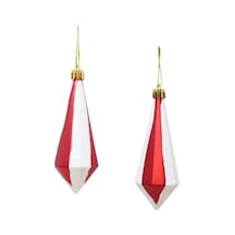 Yılbaşı Ağaç Süsü Kristal Şekilli Kırmızı-beyaz 11 Cm 2'li