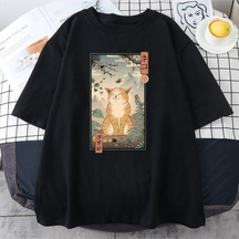 Noıssey Kırmızı Etiket Gala Japon Kültürü Moda Baskılı Unisex T-shirt Mod69 17425 Siyah