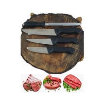 Handmade Sürmene Kasap Kurban Serisi Bıçak Seti Et Sebze Yüzme Sıyırma 3lü + Solingen 8 Bileyici Çok Renkli